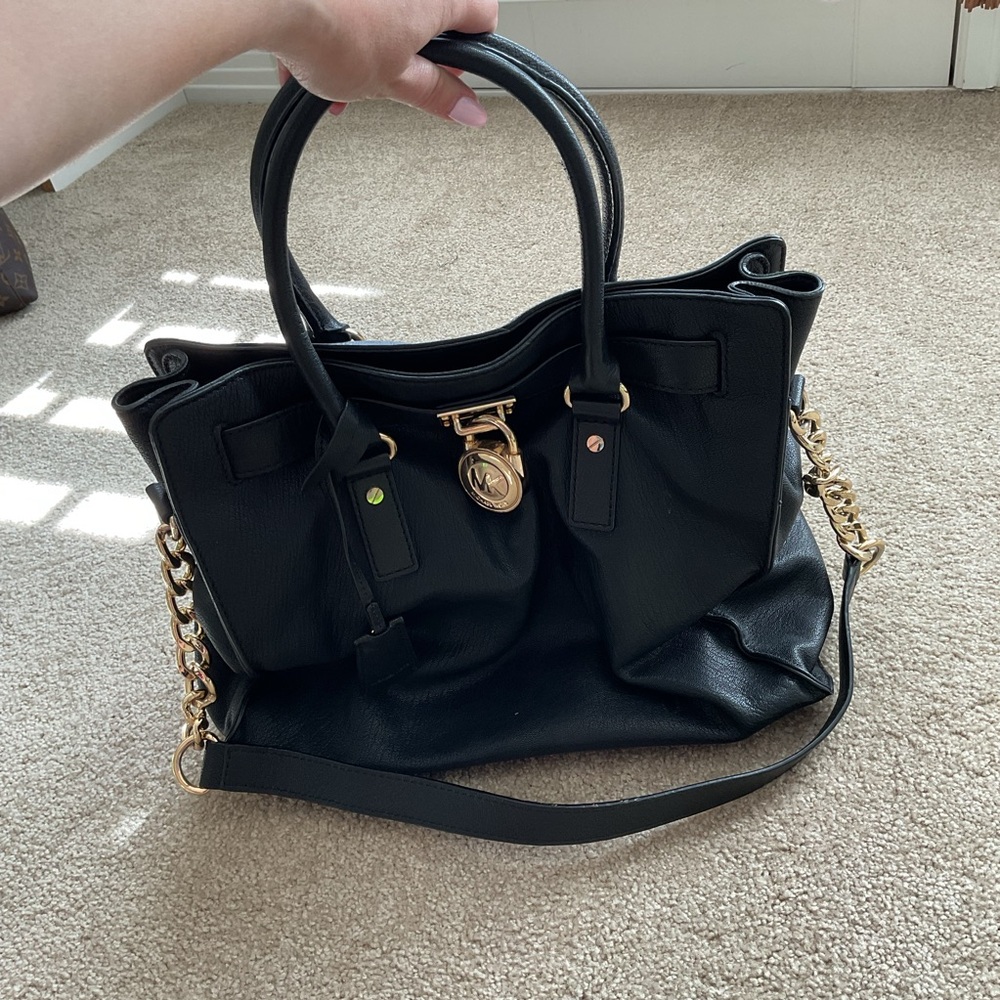 Michael Kors Black Saffiano Leather Hamilton Large Tote Bag